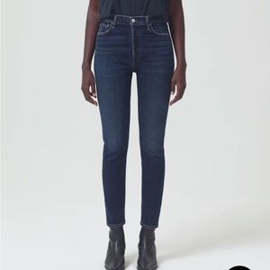 AGOLDE High Rise Skinny Jeans Medium Wash